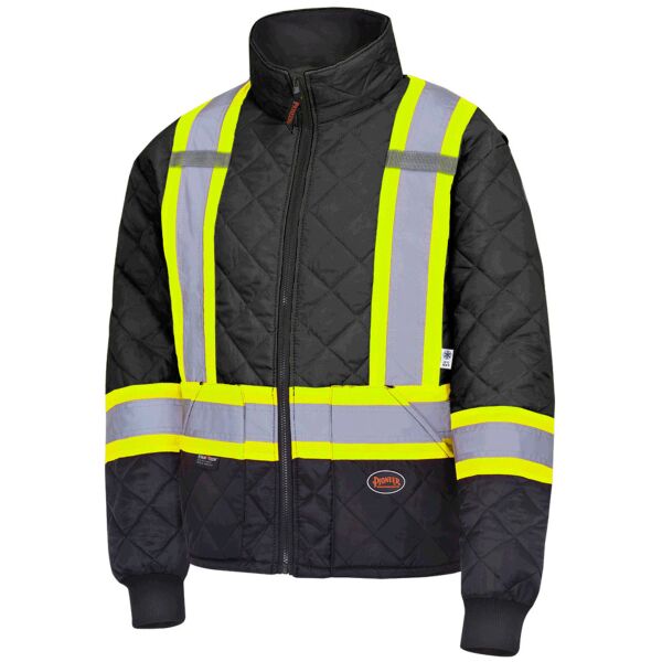 HI-VIZ BLACK QUILTED FREEZER/WORK SAFETY JACKET Thumbnail